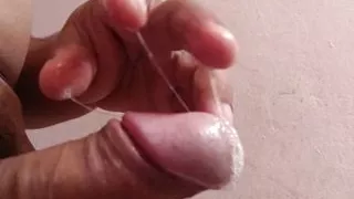 See how the water of the thirsty land comes out.?The young boy masturbated with his weapon and released water.