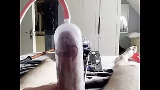 Fucking and milking machine in gas mask big cum in own mouth