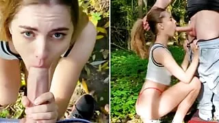 MyDirtyHobby - Beautiful amateur gives a public blowjob