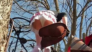 Sexy Crossdresser Showing Panties on the Farm