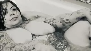 Sexy Fat tummy giggling in the bathtub