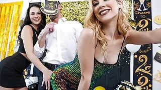 Family Strokes - Naughty Teen Stepsisters Let Their Stepdaddy Have His Way With Them