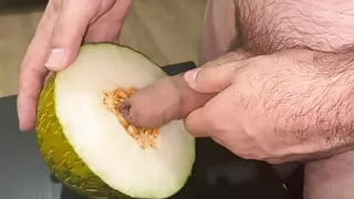 MELON wants to FUCK and I give her COCK all the way down - Fruit fuck Sex with fruits food cumshot on food