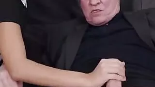 Cindy Shine Strokes Old Hans Big Cock