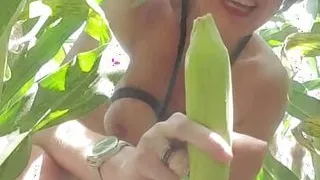 Naked fun in the cornfield with cobs