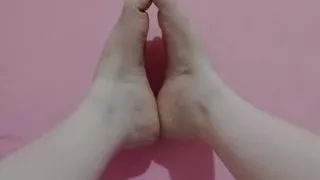 I stay home alone and give myself a foot massage on the wall