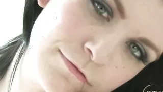 8teenhub - Pale, Saggy, Sand-dollar, Titted Brunette Gets off on White Chair with Small Vibrator.