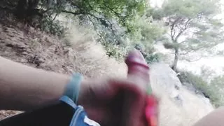 Very risky fucking in the forest with cute sea views 4K