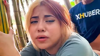 Stranger offers Celeste Alba to fuck in outdoor park