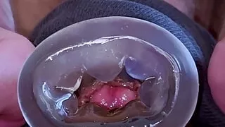 Extremely Close-Up: Fucking Toy and Cumshot (Cum in Camera Lens)