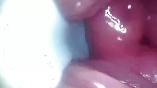 Recorded close-up of a woman's G-spot (the camera probe goes deep into her)