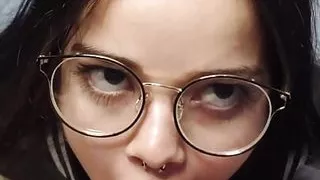 My nerdy face slut White Moon sucked my cock nice