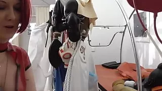 Fetish Nurse Give Patiant Prostata Handjob and Get Licked on Medical Chai