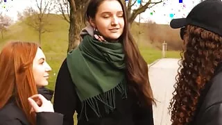 A pathetic tiny dick gets a break with a double blowjob