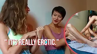 Ersties - Yumi's hands massage June's hairy pussy