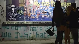 IR asstoyed babe pussyfucked in 3some FFM voyeur sex