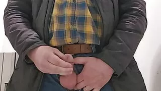 Jerking off at work with my balls out