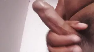 The young boy saw the young girl naked in the bathroom and started moaning and ejaculated from his penis