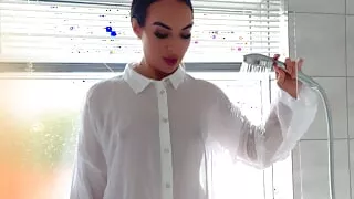 4k TRANSPARENT Dry to wet White Dress TRY ON HAUL