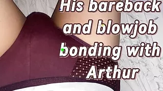 A straight guy bareback and blowjob bonding with his friend named Arthur