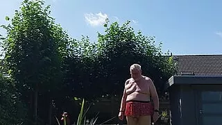 In the garden with my skirt on