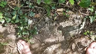 Me pissing naked in the forrest with my uncut cock