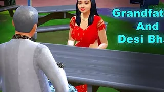 Old Grandfather & Young Indian Bhabi Fucking in Outdoor Park