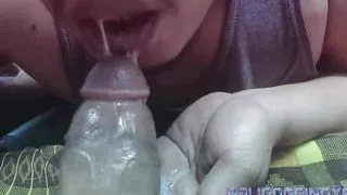 Close up blowjob with cumshot into the mouth