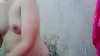 Hot Sexy Petite Asian Brunette Girl with Hairy Pussy Showering