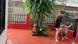 We Had Sex on the Neighbor's Sidewalk in the Rain and She Discovered Us