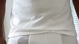 Mature play & cum uncut cock