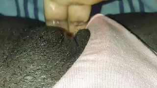 Horny Amateur black babe solo masturbation