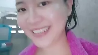 Sexy Cute Hairy Petite Asian Brunette at Home Alone