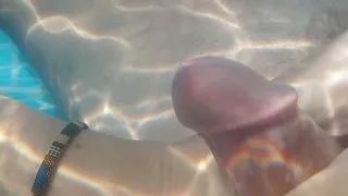 My Girlfriend plays with my ass and cock under water