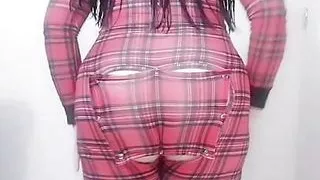 Big Ass Mexican Latina Taking off Her Clothes and Putting a Plug in Her Anus