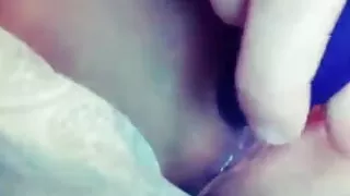 Moaning with pleasure from vibrator.