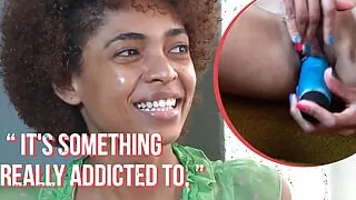 Ersties - Luna C. films herself up close while masturbating her hairy pussy