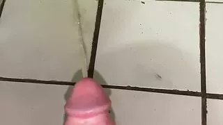Big Throbbing Hard Cock Pissing on Floor While Squatting Compilation