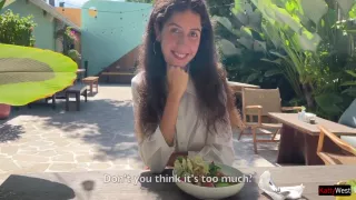 Katty West - I Asked A Friend To Cum On My Face In A Cafe So I Could Eat Food With Sperm - Public Cumwalk 10 Min