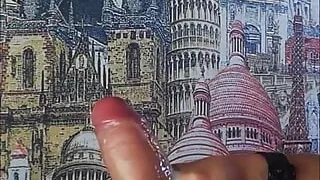 Young guy caresses his big cock and jerks it off with moans until he cums