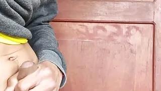 man masturbating and giving himself a good cumshot