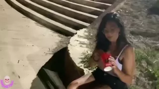 In The Park Eating A Happy Meal And A Happy Cock With Cream