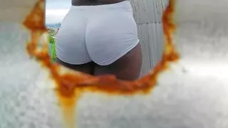 Brunette Girl in Outdoor Booth (Latina Hot)