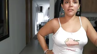 My stepsister scolds and mistakenly damages the TV with a flip-flop, pays with sex