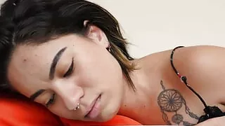 Young girl masturbates when she hears her sister her boyfriend on the bed under the bunk!