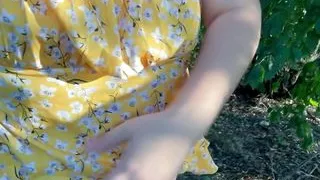 Pregnant MILF Milky Mari showing her lactating boobs and hairy pussy outdoor in close-up