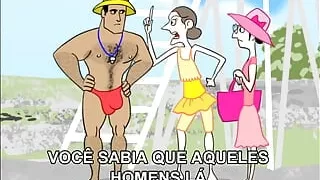 Gay Porn Cartoon on Nudist Beach