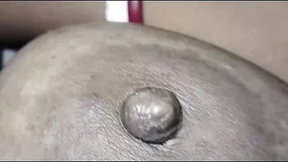 Husband sucking his desi wife's nipple