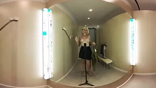 VR Try On Haul transparent clothes at the mall. Video VR 360 See thru clothes in fitting room. VR video with Alice Dali.