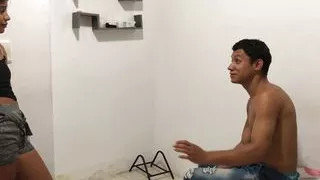 I call my stepsister on the phone to make her come and her hard